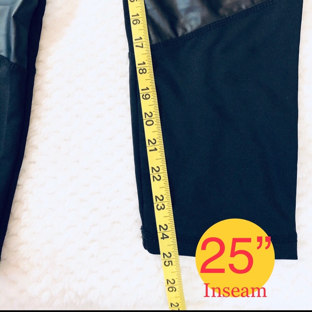 Leggings with Mesh Faux Leather Strip - Picture 4 of 7